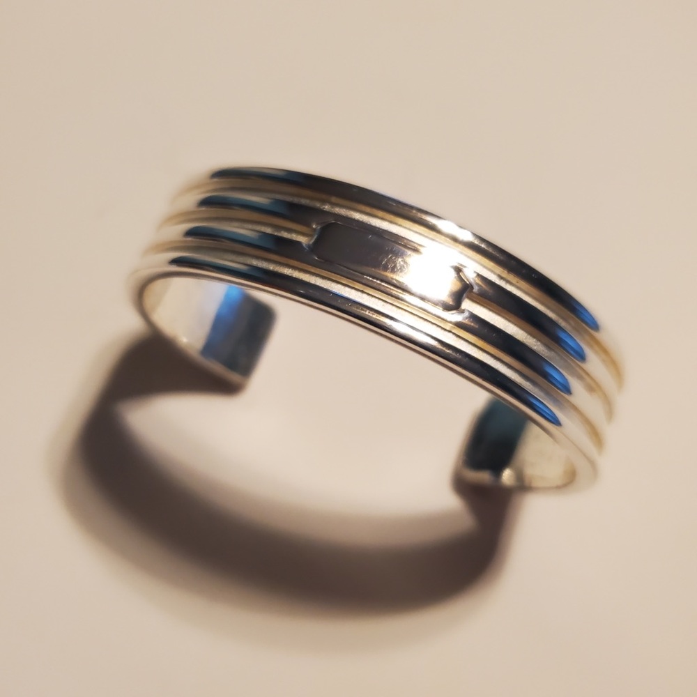 Ralph Lauren ribbed sterling silver id cuff